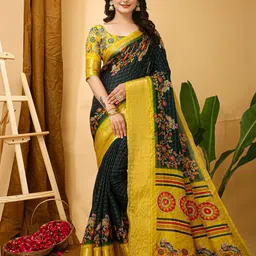 HI FI NX Kalamkari Zari Silk Cotton Banarasi Saree-image-81