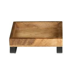 Crayton Mango Wood Serving Tray with Bottom Metal Handle - Set of 1 image 3