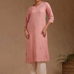 Soch Pink Viscose Embroidered Kurta-picture-30