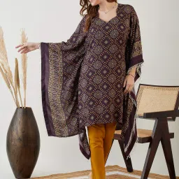 The Kaftan Company Brown Printed A Line Kaftan image 1