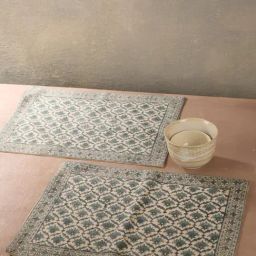 Fabindia Zaira Blue Cotton Printed Palcemat - Set of 6-0