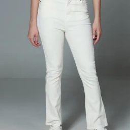 High Star Beige Cotton Bootcut Jeans-image-24