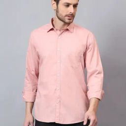 Cantabil Pink Cotton Regular Fit Shirt-image-53