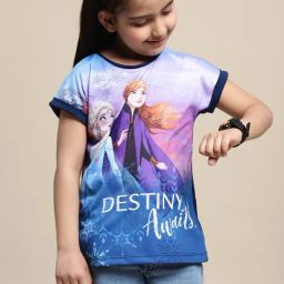 Kidsville Blue Printed Frozen T-Shirt-16