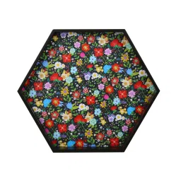 Crayton Floral MDF Hexagon Serving Tray - Set of 1 image 5