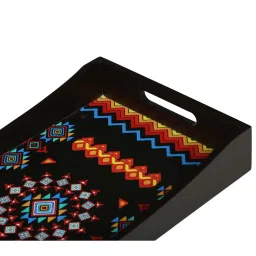 Crayton Geometric MDF Rectangular Serving Tray - Set of 1 image 4