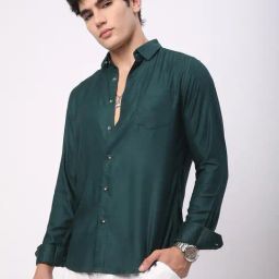 VASTRADO Core Fashion Green Solid Shirt-67