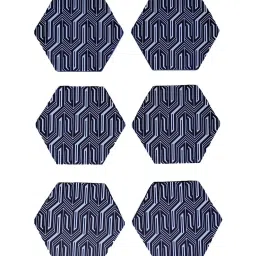 Crayton Hexagon Black & White MDF Coaster with Holder - Set of 6 image 4