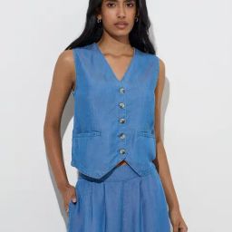 LOV by Westside Blue Waistcoat-Style Top-picture-16