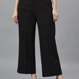 Cantabil Black Cotton Polyblend Solid Formal Trousers-image-63
