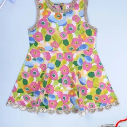 Kiddopanti Girls Multicolor Cotton Printed Regular Fit Kurta-picture-22