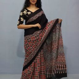 Craft Musium Geometric Printed Pure Cotton Saree-picture-14