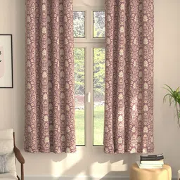 URBAN SPACE Mystic Violet & White 2 Pieces Floral Printed Black Out Window Curtains-picture-10