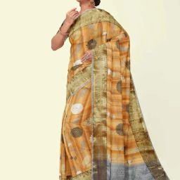 Banarasi Silk Works Peach Woven Saree With Unstitched Blouse-picture-12