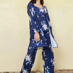 Styli Pack of 3 - Floral Print Cami, Trouser and Robe Set-picture-45