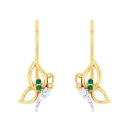 P.C. Chandra Jewellers 22k Gold Butterfly Shape Red And White Stone Drop Earrings-4