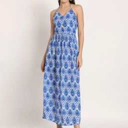 Moomaya Light Blue Printed Maxi Dress-picture-7