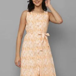 Allen Solly Cream Cotton Printed A-Line Dress-picture-13