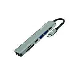 Portronics Mport 52 7-in-1 Type C Hub with 10Gbps Data Transfer, Type C PD 60W Port (Grey) image 1