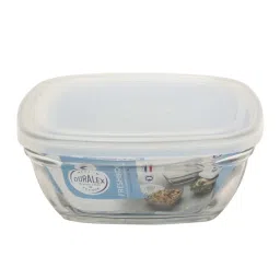 Duralex 'Freshbox' Transparent & White Glass 17 cm Container With Lid (0.61 L) - Set of 2 image 2