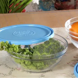 Duralex 'Freshbox' Transparent & Blue Glass 20.5 cm Container With Lid (1.59 L) - Set of 2 image 1
