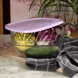 Duralex 'Freshbox' Transparent & Purple Glass 23 cm Container With Lid (3.1 L) - Set of 1 image 1