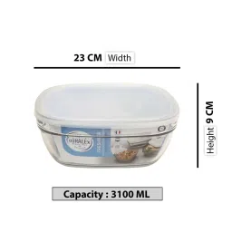 Duralex 'Freshbox' Transparent & White Glass 23 cm Container With Lid (3.1 L) - Set of 1 image 4