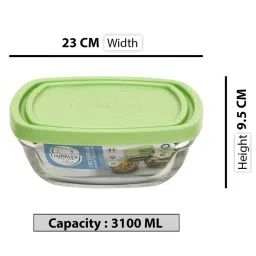 Duralex 'Freshbox' Transparent & Green Glass 23 cm Container With Lid (3.1 L) - Set of 1 image 4