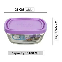 Duralex 'Freshbox' Transparent & Purple Glass 23 cm Container With Lid (3.1 L) - Set of 1 image 4