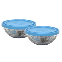 Duralex 'Freshbox' Transparent & Blue Glass 20.5 cm Container With Lid (1.59 L) - Set of 2 image 4