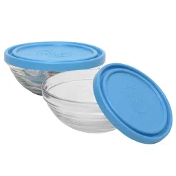 Duralex 'Freshbox' Transparent & Blue Glass 17 cm Container With Lid (0.97 L) - Set of 2 image 5