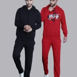 Vimal Jonney Black & Red Regular Fit Printed Hooded Sweatshirt & Trackpant Set - Pack of 2-picture-43
