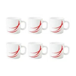 Borosil Red Stella Red Opalware Tea & Coffee Mug - Set of 6-picture-28