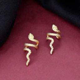 VOJ Gold Plated Anti Tarnish Snake Stud Earrings-22