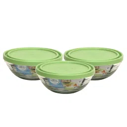 Duralex 'Freshbox' Transparent & Green Glass 14 cm Container With Lid (0.5 L) - Set of 3 image 4