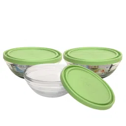 Duralex 'Freshbox' Transparent & Green Glass 14 cm Container With Lid (0.5 L) - Set of 3 image 5