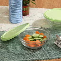 Duralex 'Freshbox' Transparent & Green Glass 17 cm Container With Lid (0.97 L) - Set of 2 image 1