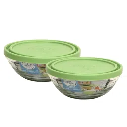 Duralex 'Freshbox' Transparent & Green Glass 17 cm Container With Lid (0.97 L) - Set of 2 image 4