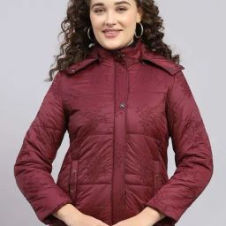 Monte Carlo Maroon Regular Fit Embroidered Hooded Jacket-picture-16