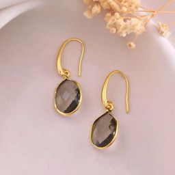VOJ Gold Plated Stone Studded Drop Earrings-14