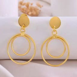 VOJ Gold Plated Anti Tarnish Circle Drop Earrings-48