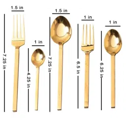 Nestroots Cutlery Set for Dining Table Stylish Spoon Fork and Knife Set Dinner Cutlery Set of 5 Gold image 4