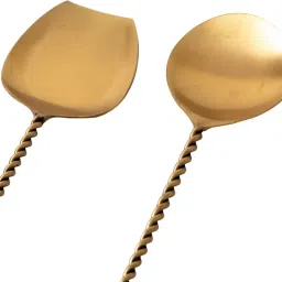 Nestroots Salad Serving Spoon Set with Long Handle Set of 2 for Dining Kitchen Serving Spoon Gold image 3