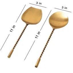 Nestroots Salad Serving Spoon Set with Long Handle Set of 2 for Dining Kitchen Serving Spoon Gold image 4
