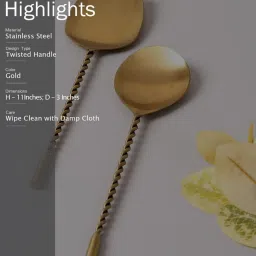 Nestroots Salad Serving Spoon Set with Long Handle Set of 2 for Dining Kitchen Serving Spoon Gold image 5