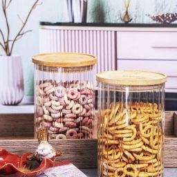 Goodhomes Transparent Glass Medium Jar with Lid - Set of 2-4
