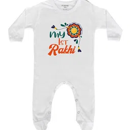FFLIRTYGO Kids My First Rakhi Printed Round Neck Cotton Sleepsuit-image-81