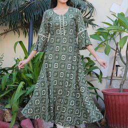 IKRASS Bandhani Printed Bell Sleeves Anarkali Kurta-image-91