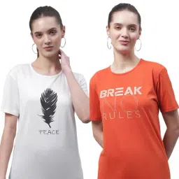 Vimal Jonney White & Orange Cotton Printed T-Shirt - Pack Of 2-picture-20