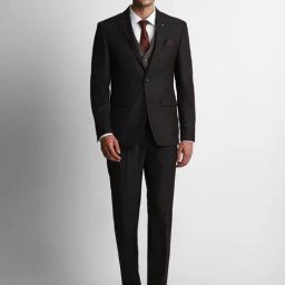 Louis Philippe Black Slim Fit Self Pattern Three Piece Suit-image-41
